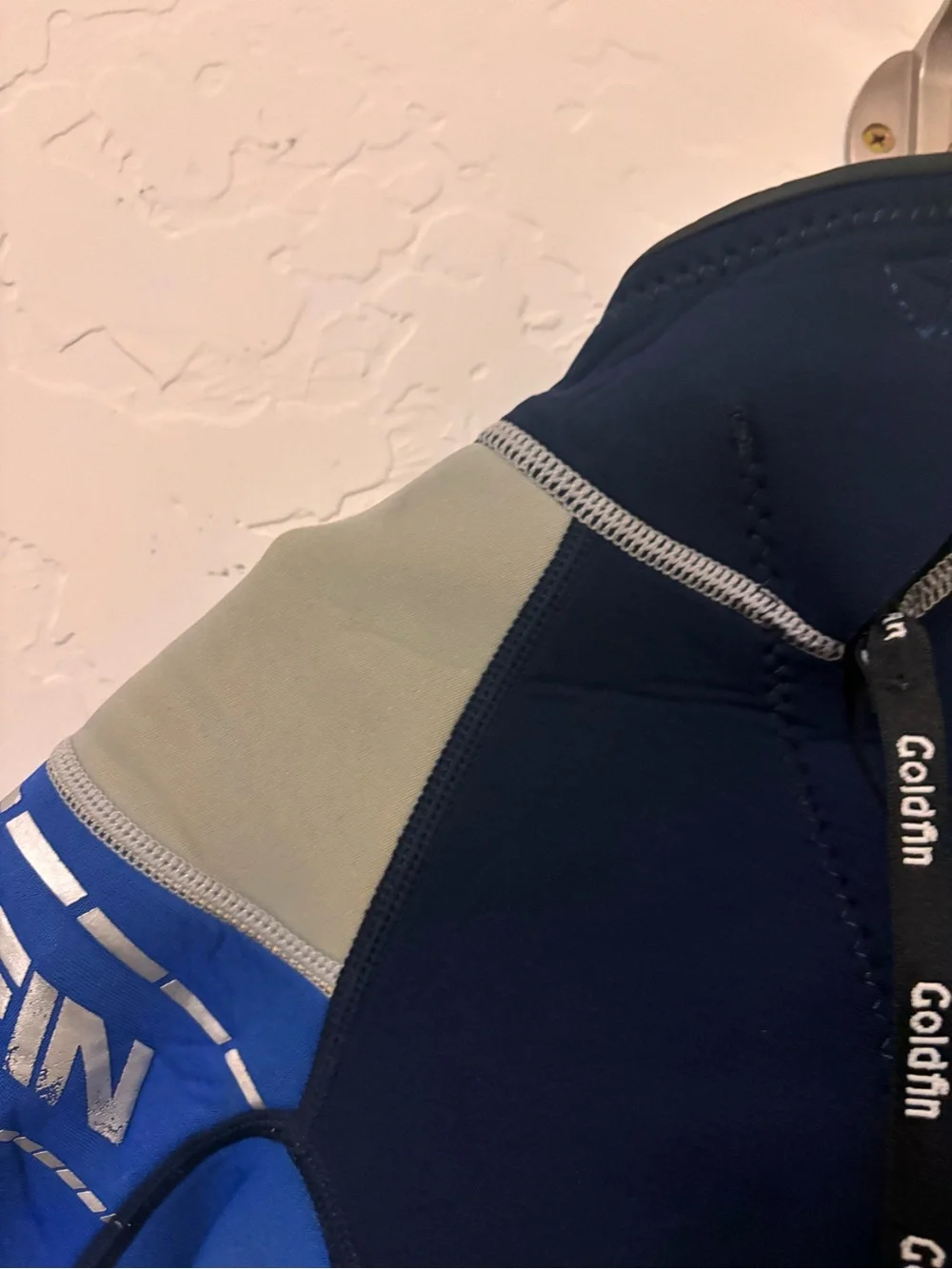 Goldfin Blue and black neoprene wetsuit with gray panels size 6